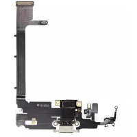 Шлейф (Flat cable) для Apple iPhone 11 Pro Max з роз'ємом зарядки, мікрофоном (Сріблястий) Оригінал