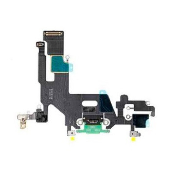 Шлейф (Flat cable) для iPhone 11 з роз'ємом зарядки, мікрофоном (Сріблястий) Оригінал