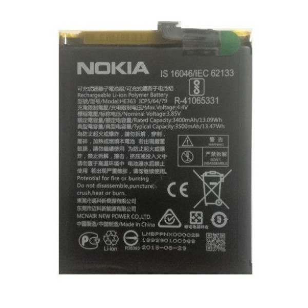 Аккумулятор (АКБ) HE363 для Nokia 3.1 Plus (3.85V 3500 mAh) Оригинал Китай
