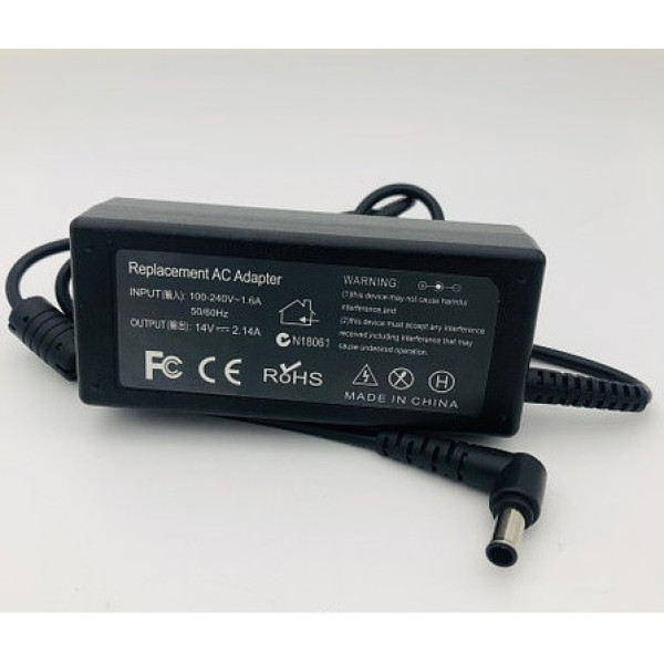 Блок живлення для ноутбука Samsung (роз'єм 6.5*4.4 pin, 14V, 2.14A, 30W) Чорний (без кабелю)