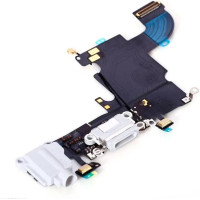Шлейф для Apple iPhone 6S с разъемом зарядки, коннектором наушников и микрофон (Белый)