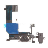 Шлейф (Flat cable) Apple iPhone 5C с разъемом зарядки, наушников и микрофоном (Черный)