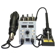 Паяльная станция Aida 8586 с феном и паяльником (нагревательный элемент Hakko, цифровая индикация)