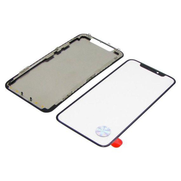 Стекло экрана для iPhone X с ОСА пленкой (glass with OCA) в рамке (Черное) Оригинал Китай