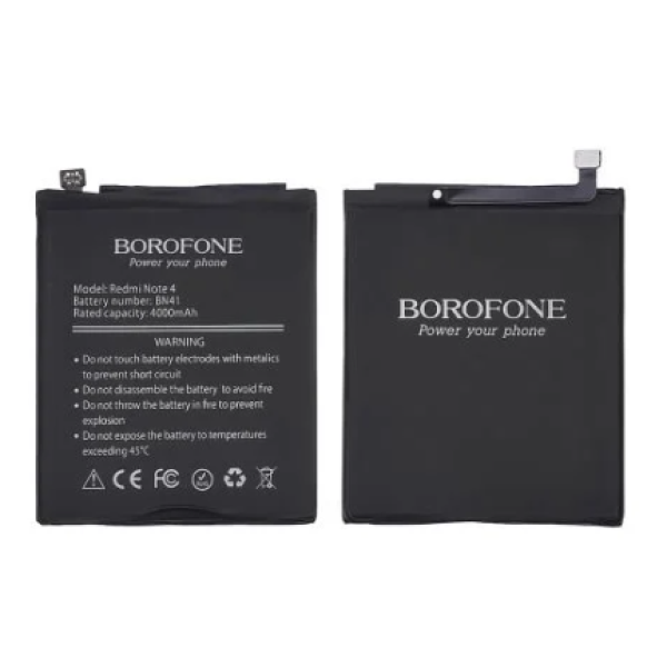 Акумулятор АКБ Borofone Xiaomi BN41 для Xiaomi RedMi Note 4 (Li-Pol 3.85V 4100mAh) Оригінал
