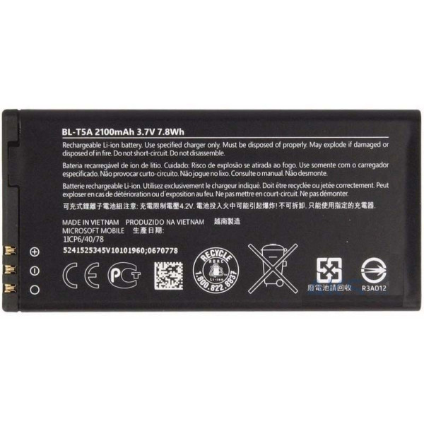 Аккумулятор АКБ Nokia BL-T5A для Nokia Microsoft 550 (3.7 V 2100mAh) AAAA Оригинал