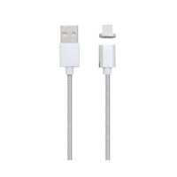 USB кабель магнітний Clip-On у тканинному обплетенні Micro 1m (Сріблястий) Оригінал