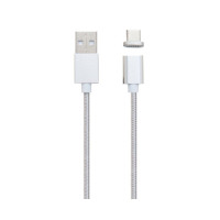 USB кабель магнітний Clip-On у тканинному обплетенні Type-C, 1m (Сріблястий) Оригінал