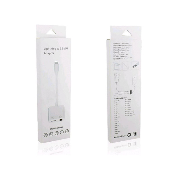 Перехідник для Apple Lightning на 3.5 + Lightning 0,1m (Білий)