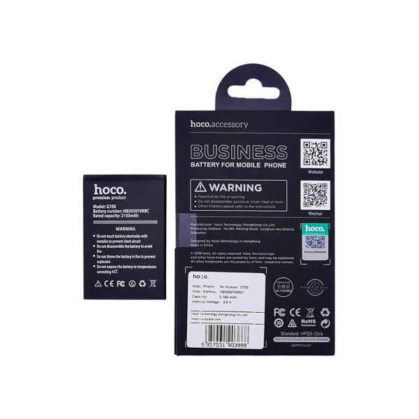 Акумулятор Hoco HB505076RBC для Huawei G700 | G610 | Y600 | Y3 II (3.8V 2150 mAh) Оригінал