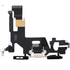 Шлейф (Flat cable) для Apple iPhone 11 с разъемом питания и микрофоном (Белый) Оригинал