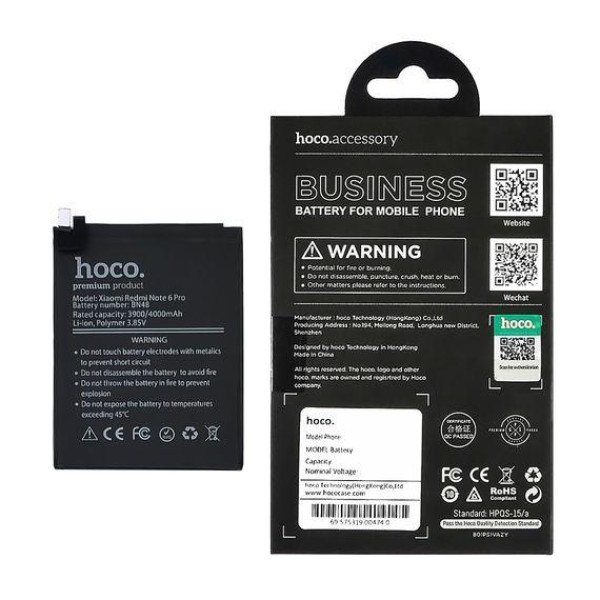 Акумулятор (АКБ) Hoco BN48 для Xiaomi Redmi Note 6 Pro (3.85V 4000mAh) Оригінал