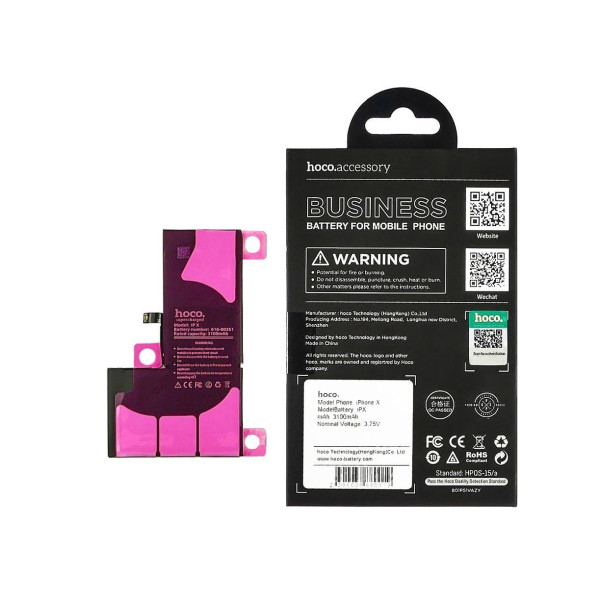 Акумулятор (АКБ) Hoco для Apple iPhone X, посилений (Li-Ion 3.81V, 3100mAh) Оригінал