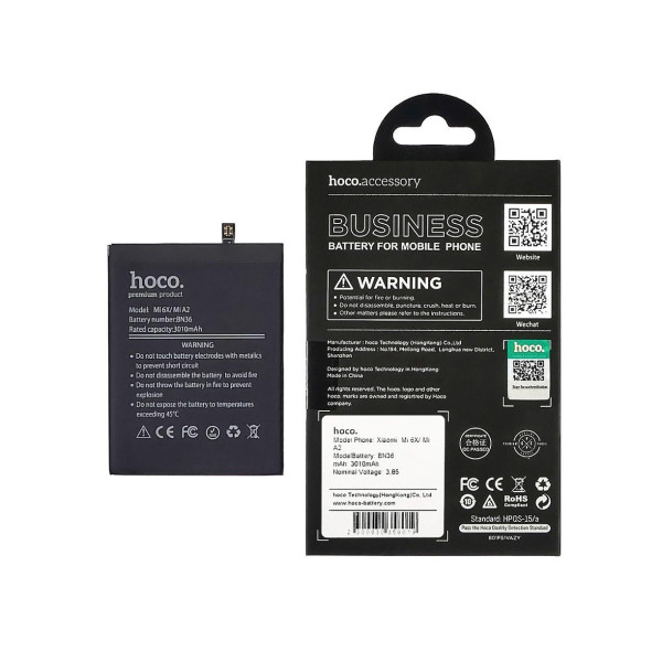 Аккумулятор (АКБ) Hoco BN36 для Xiaomi Mi 6X | Mi A2 (Li-Pol 3.85V 3010mAh) Оригинал