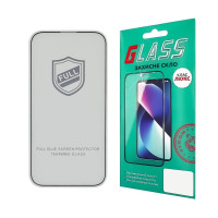 Скло захисне Apple iPhone 14 Pro / 15 / 16 Full Glue (0.25 мм, 2.5D, чорне) Люкс