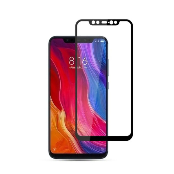 Скло захисне для Xiaomi Mi 8 | Mi 8 Explover | Mi 8 Pro (0,3мм, 5D, чорне) Full Glue