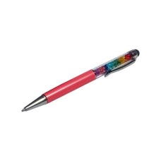Стилус емкостный металлический с шариковой ручкой (Розовый с кристаллами цветов радуги)