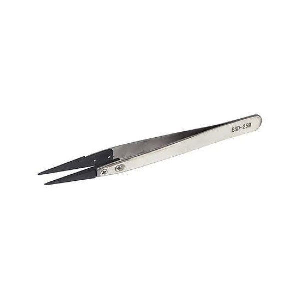 Пинцет прямой ESD-259 с пластиковыми наконечниками