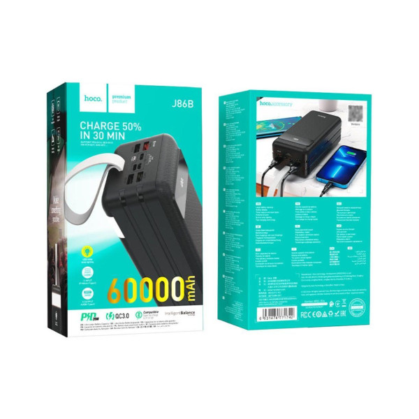 Зовнішній акумулятор (Power bank) Hoco J86B (60000mAh 22.5W) Чорний