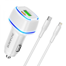 Автомобильное зарядное устройство Borofone BZ14A PD20W+QC3.0 Type-C to Lightning 3A
