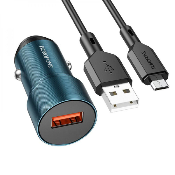 Автомобильное зарядное устройство Borofone BZ19A Wisdom QC3.0 18W Micro