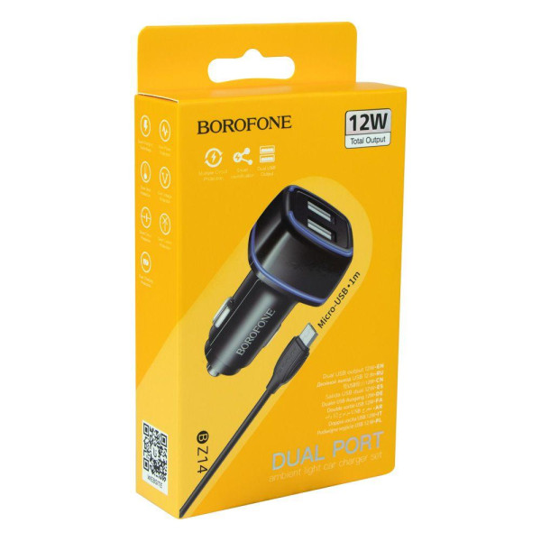 Автомобильное Зарядное Устройство Borofone BZ14 Micro 2USB 2.4A