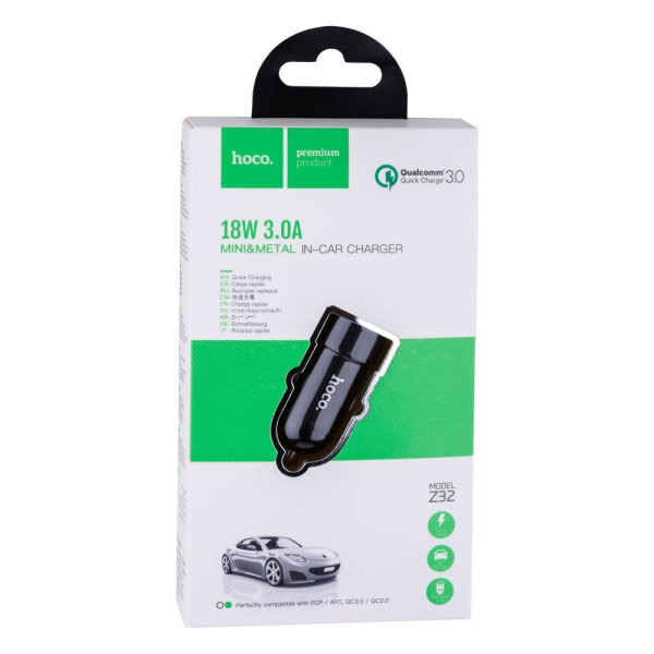 Автомобильное Зарядное Устройство Hoco Z32 Speed Up QC3.0 18W 3A