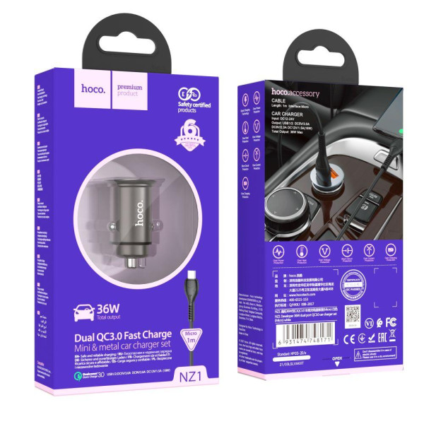 Автомобильное Зарядное Устройство Hoco NZ1 36W QC3.0 Micro