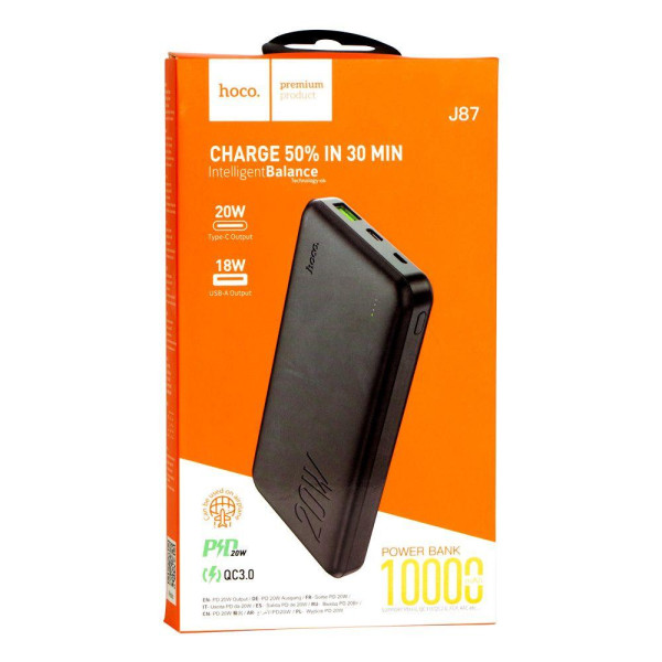Універсальна Мобільна Батарея Hoco J87 PD20W+QC3.0 10000 mAh
