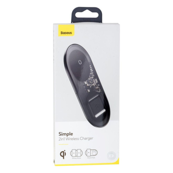 Бездротовий Зарядний Пристрій Baseus Simple 2in1 For Phones+Pods 15W WXJK 3.0A