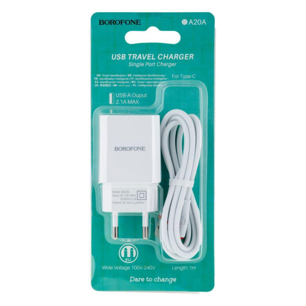 Мережевий Зарядний Пристрій Borofone BA20A Type-C 1USB 2.1A