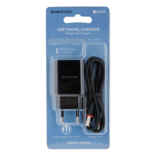 Мережевий Зарядний Пристрій Borofone BA20A Type-C 1USB 2.1A