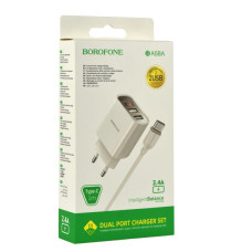 Сетевое Зарядное Устройство Borofone BA58A Digital Display Type-C 2USB 2.4A
