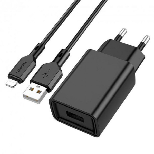 Сетевое Зарядное Устройство Borofone BA68A Lightning 1USB 2.1A