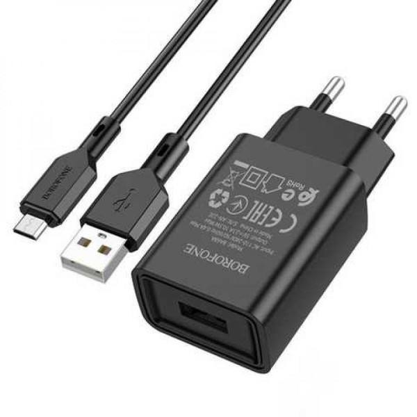 Сетевое Зарядное Устройство Borofone BA68A Micro 1USB 2.1A