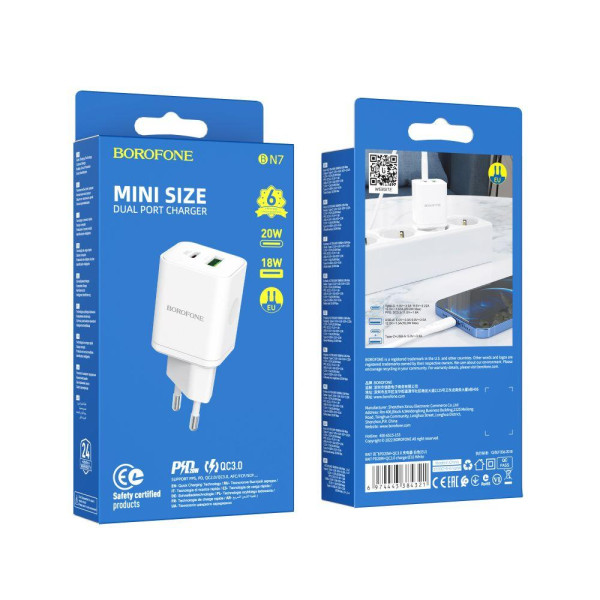 Сетевое Зарядное Устройство Borofone BN7 PD20W+QC3.0
