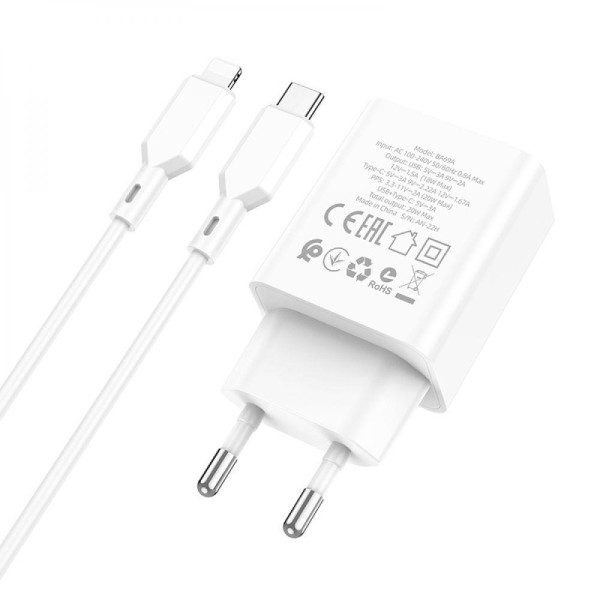 Сетевое Зарядное Устройство Borofone BA69A Resource PD20W+QC3.0 Type-C to Lightning