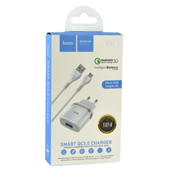 Сетевое зарядное устройство Hoco C12Q QC 3.0 18W Micro