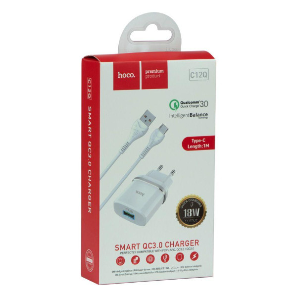 Сетевое зарядное устройство Hoco C12Q QC3.0 18W Type-C