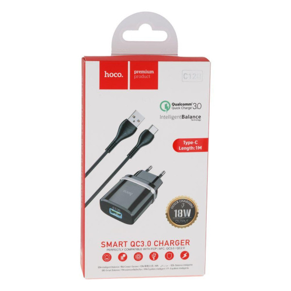Сетевое зарядное устройство Hoco C12Q QC3.0 18W Type-C