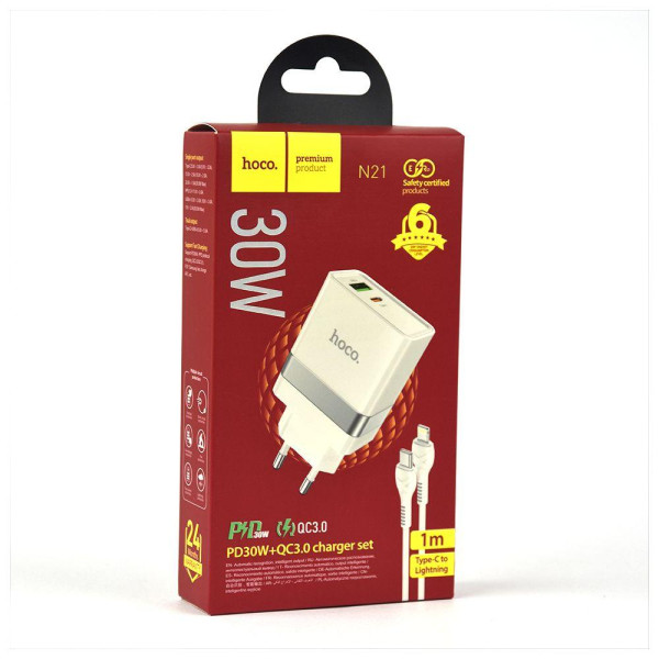 Сетевое Зарядное Устройство Hoco N21 Topspeed PD30W+QC3.0 Type-C to iP