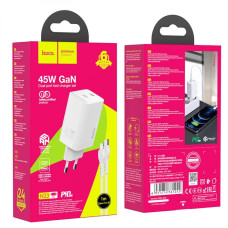 Сетевое Зарядное Устройство Hoco N23 GAN Starlight PD45W Type-C to Lighting