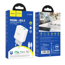 Мережевий Зарядний Пристрій Hoco C105A Stage dual port PD20W+QC3.0 Type-C to Type-C