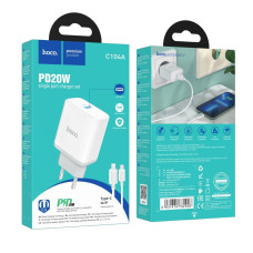Сетевое Зарядное Устройство Hoco C104A Stage single port PD20W Type-C to Lightning