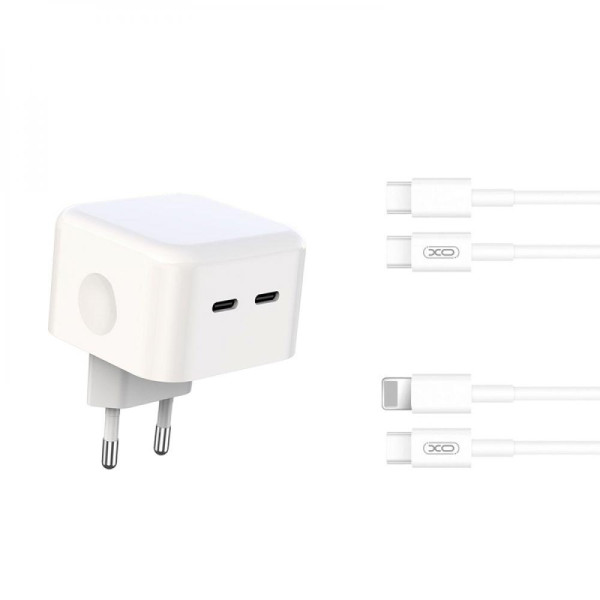 Мережевий Зарядний Пристрій XO L102 EU Dual type-C port 35W Type-C to Lightning