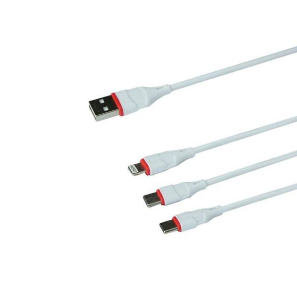 Кабель USB Borofone BX17 3-in-1 IP+Micro+Type-C