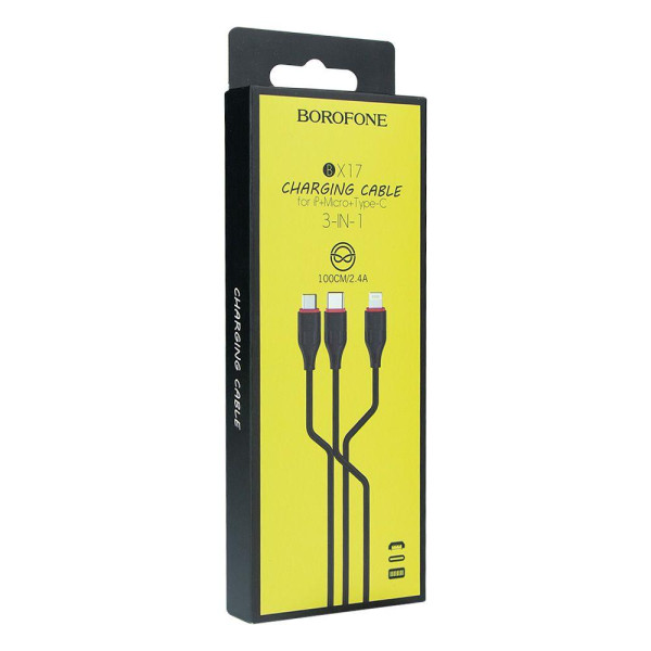 Кабель USB Borofone BX17 3-in-1 IP+Micro+Type-C