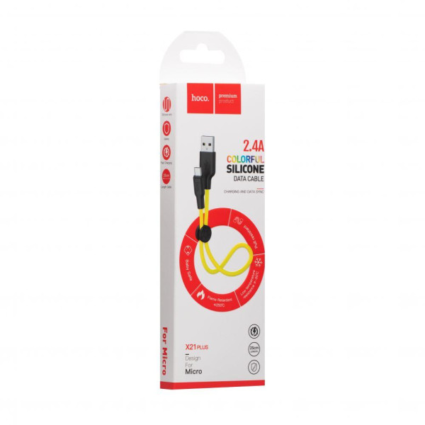 Кабель USB Hoco X21 Plus Silicone Micro 0.25m