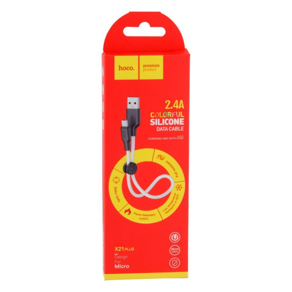 Кабель USB Hoco X21 Plus Silicone Micro 0.25m