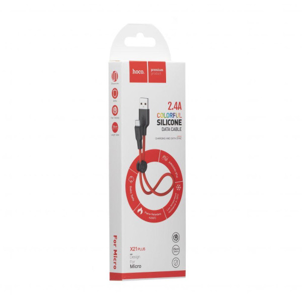 Кабель USB Hoco X21 Plus Silicone Micro 0.25m
